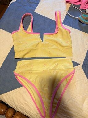 LainSnow Yellow Bikini with Pink Trim